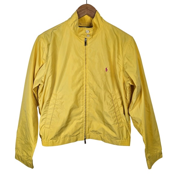 Ralph Lauren Golf Yellow Windbreaker Unlined Jacket Medium Pink Pony Harrington